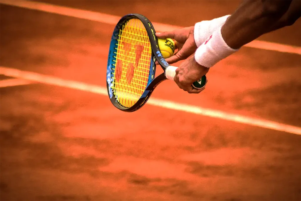 vibrant racket on a tennis court